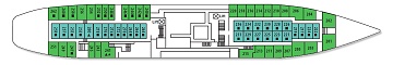 Plan of the Bolero Deck on the "Calypso" cruise vessel; click for enlarged view