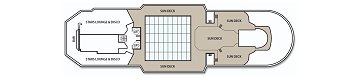 Plan of the Deck 10 on the "Cristal" cruise ship; click for enlarged view