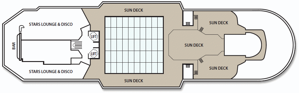 The Deck 10 on the "Cristal" cruise ship