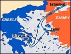 Small map of the 3-day cruise to Istanbul and Izmir