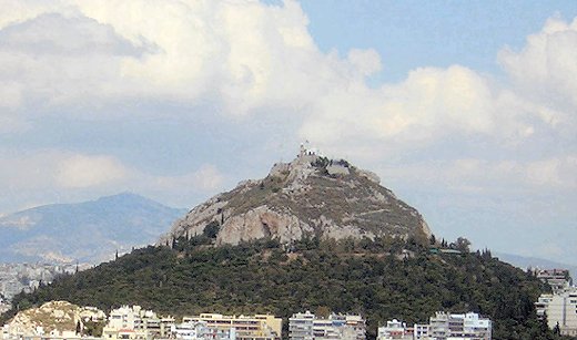 The Lycabettus Hill with the little church of St. George on the top