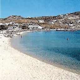 View of Ornos beach on Mykonos