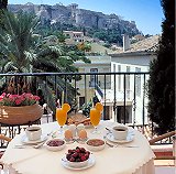 Adrian Hotel in Athens, in Plaka, with view to Akropolis; roof-top view