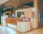 The reception area of the Mistral Hotel