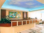 The reception area of the hotel
