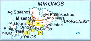 Map of Mykonos island; click for larger map of the area and for information & pictures of Mykonos