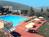 View of the pool area of the hotel