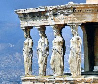 The Caryatides at the Erechteion on the Acropolis of Athens