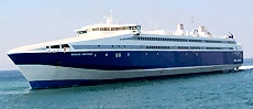 The Aiolos Kenteris (NEL): fast ferry type, travelling in the Cyclades