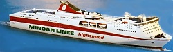 Minoan Lines: Knossos Palace (this specific ferry is doing the Piraeus-Crete trip, but the ones of the same company going to Italy are of the same architecture)