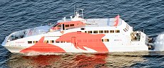 The SuperJet (SeaJets): fast ferry type, travelling in the Cyclades