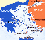 Small map of the 7-day Greece & Turkey cruise; click for bigger map & further info