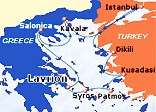 Small map of the 7-day Pilgrimage Voyages cruise; click for bigger map & further info