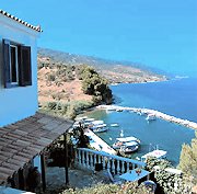 View of the house and the port of Kalamakia below