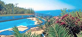 The pool area and views