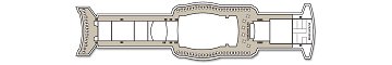 Plan of the Bridge Deck on the "Aquamarine" cruise ship; click for enlarged view