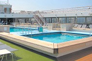 The pool area on the Sun Deck of the Zenith cruise ship