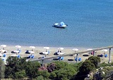 The beach in front of the hotel