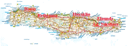 Map of Crete, Greece