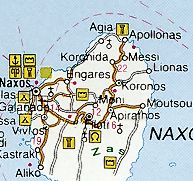 Map of Naxos; click to go Naxos hotels & general info page