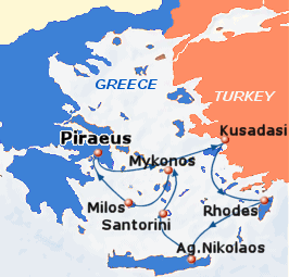 Click for further information and bigger map of this cruise Small map of the 7-day Idyllic Aegean cruise; click for bigger map & further info
