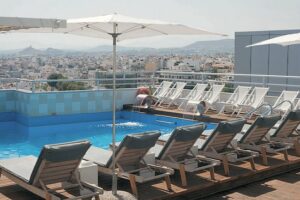 The roof-top swimming pool