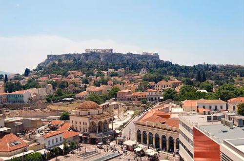 View of the Acropolis and Plaka