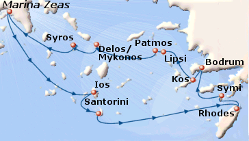 Map of the Best of Greece & Turkey cruise from Athens