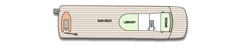 Deck: ‘Sun’ / Ship: ‘Callisto’ motor yacht cruise vessel / Cruise company: Variety Cruises