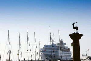 The 'Celestyal Olympia' cruise ship in Rhodes