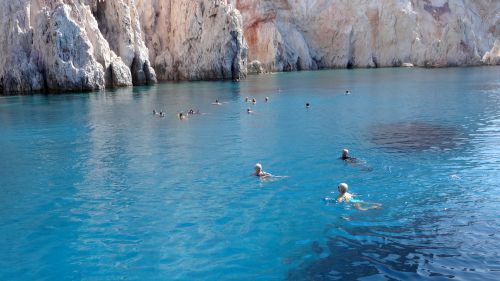 Swimming off the ship in the Aegean Sea