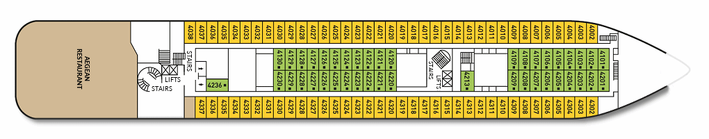 Deck: ‘Deck 4 (Poseidon)’ / Ship: ‘Gemini’ cruise vessel / Cruise company: Miray Cruises