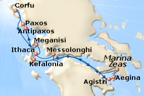 Small map of the 7-day Ionian Odyssey cruise; click for bigger map & further info
