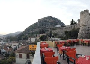 The view over Palamidi from the roof garden