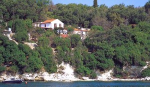 The Nassos House at Longos and the small beach below it.