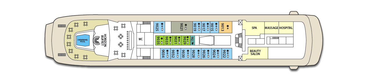 Deck: ‘Boat deck’ / Ship: ‘Louis Aura’ cruise vessel / Cruise company: Celestyal Cruises