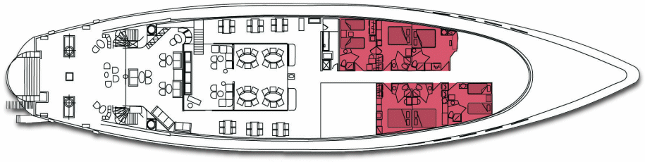 Deck: ‘Main’ / Ship: ‘Panorama’ motor sailer cruise vessel / Cruise company: Variety Cruises