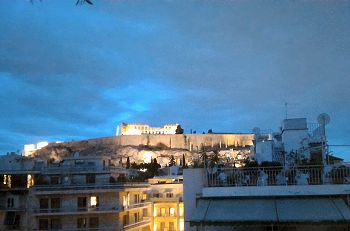 View of Acropolis from the Philippos hotel in Athens