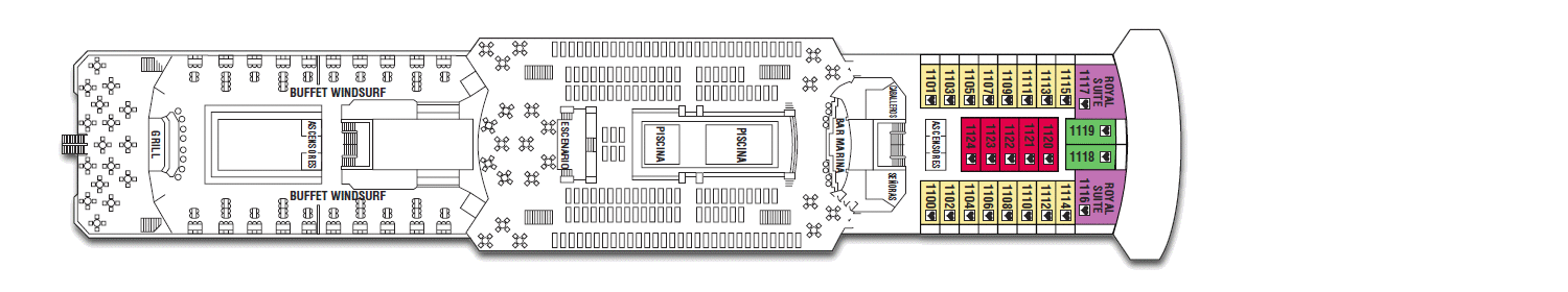 Deck: ‘Marina’ / Ship: ‘Zenith’ cruise vessel / Cruise company: 